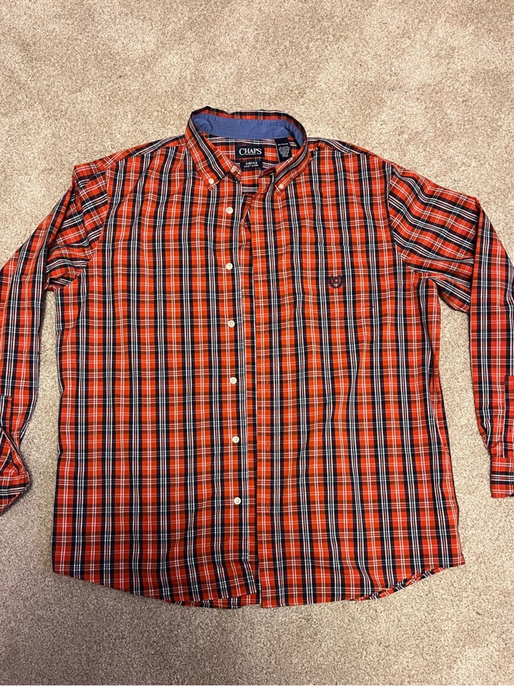 Chaps Men’s Orange & Black Plaid Button-Down Shirt